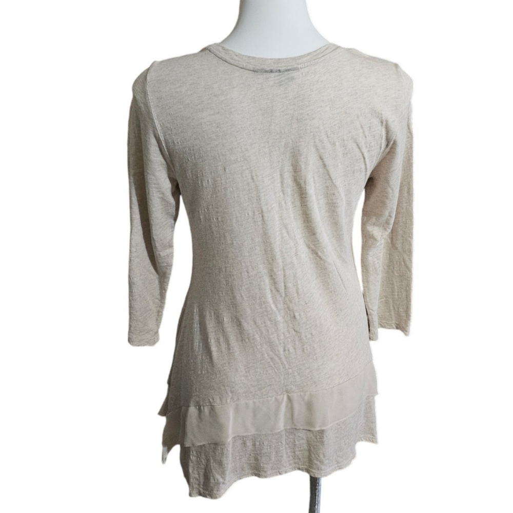 Style & Co Shark bite hem Tunic Oatmeal Floral Flyaway Size S - Picture 3 of 8